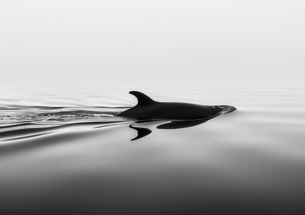 Free photo whale in the wild in black and white