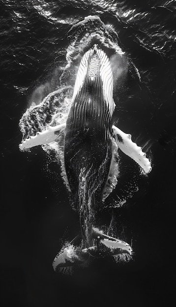 Free photo whale in the wild in black and white