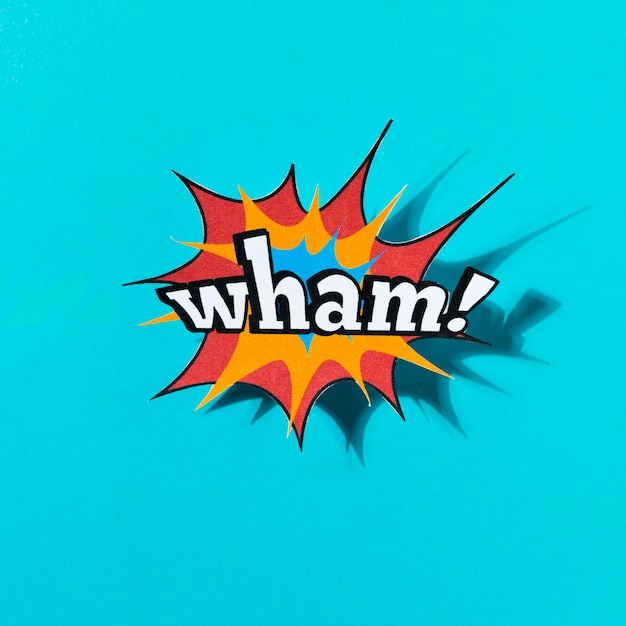 Wham слово комиксов эффект на синем фоне