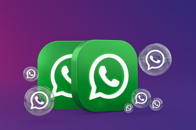 Whatapps icon on screen smartphone or mobile phone 3d render on purple background