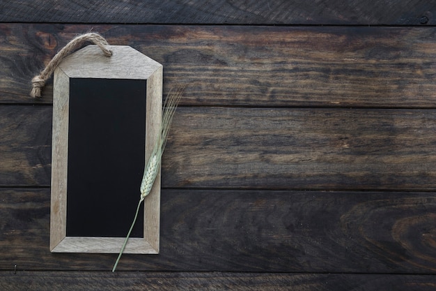 Wheat on empty chalkboard