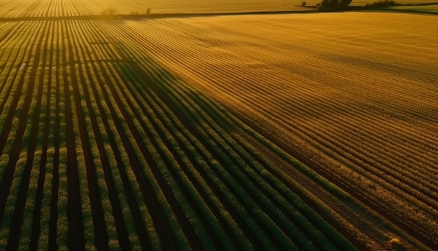 Бесплатное фото Пшеничные поля растут под теплым летним солнцем, созданным искусственным интеллектом