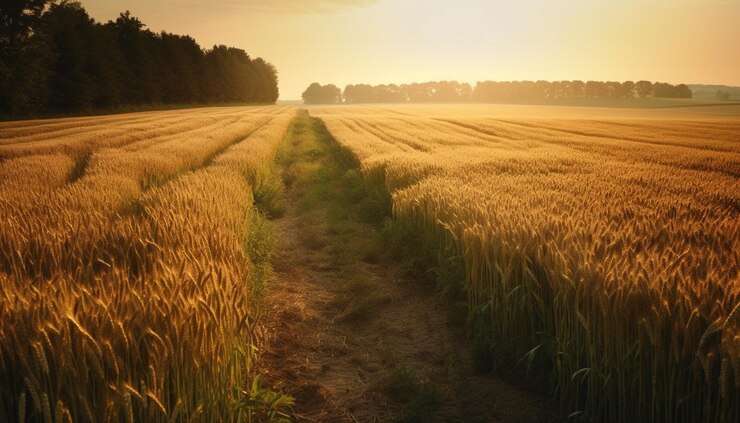 Free Photo wheat growth ripe for harvesting in meadow generated by ai