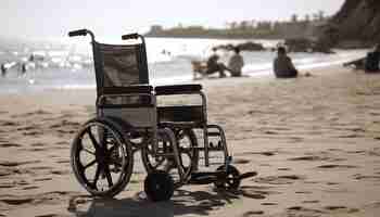 Free photo wheelchair by the waterfront enjoying summer relaxation generated by ai