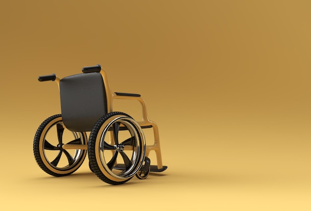 車椅子は隔離されました。 3Dレンダリングイラスト。