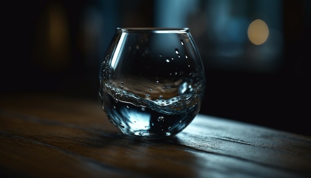 Whiskey poured in crystal glass on table generated by AI
