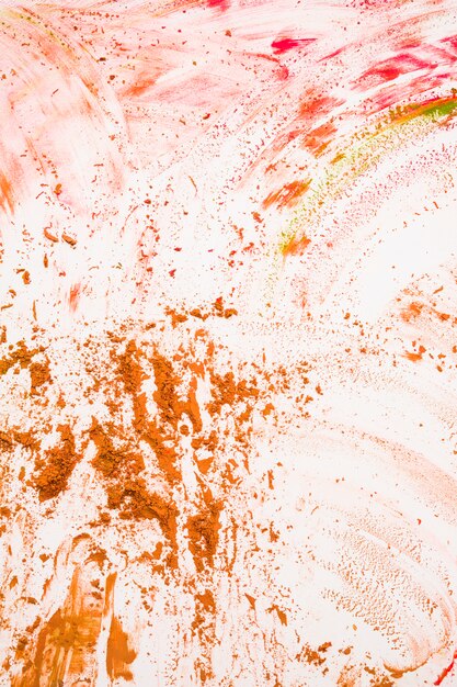 White background with holi powder stained