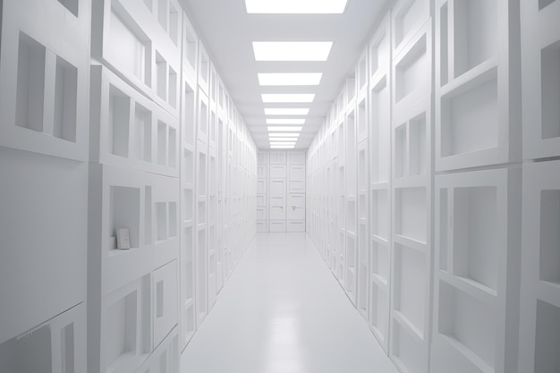 White backroom many ways empty and labyrinth AI generative