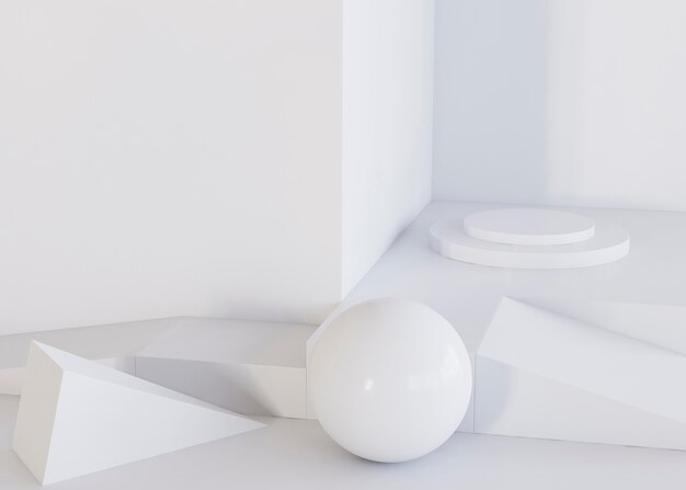 白いボールと幾何学的な形の背景