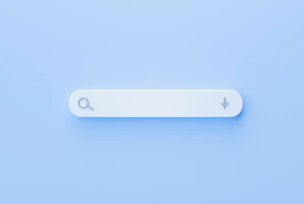 Белая полоса поиска в Интернете поисковая система на синем фоне 3d рендеринг
