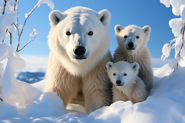 Foto gratuita orsi bianchi immagine generata dall'ia