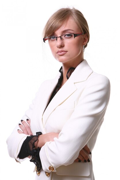 White beautiful blond business woman