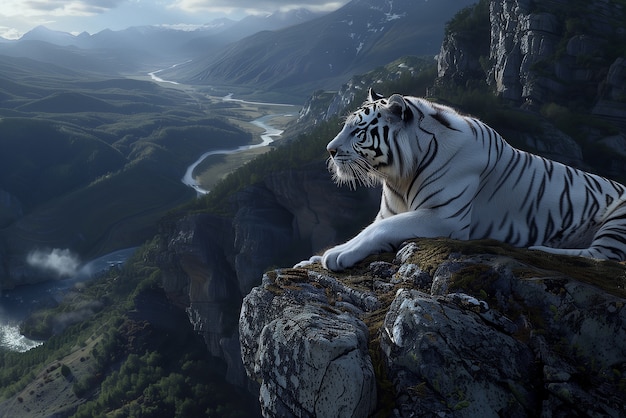 Бесплатное фото Белый бенгальский тигр в природе