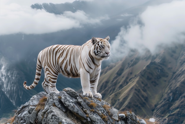 Free photo white bengal tiger in nature