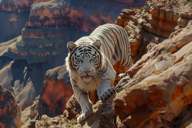 Free photo white bengal tiger in nature