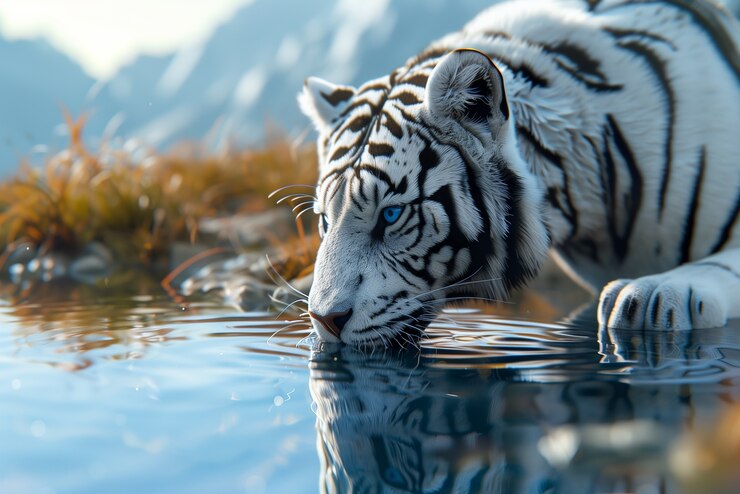 Free Photo white bengal tiger in nature