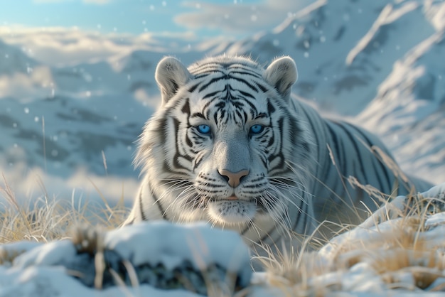 Free photo white bengal tiger in nature