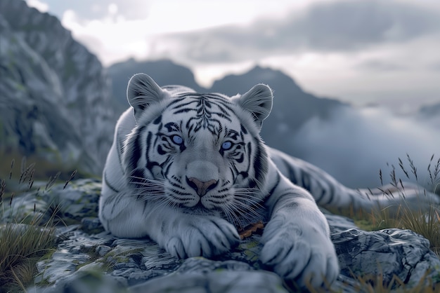 Foto gratuita tigre bianco del bengala in natura