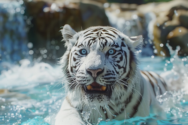 Foto gratuita tigre bianco del bengala in natura