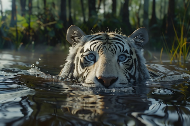 Foto gratuita tigre bianco del bengala in natura