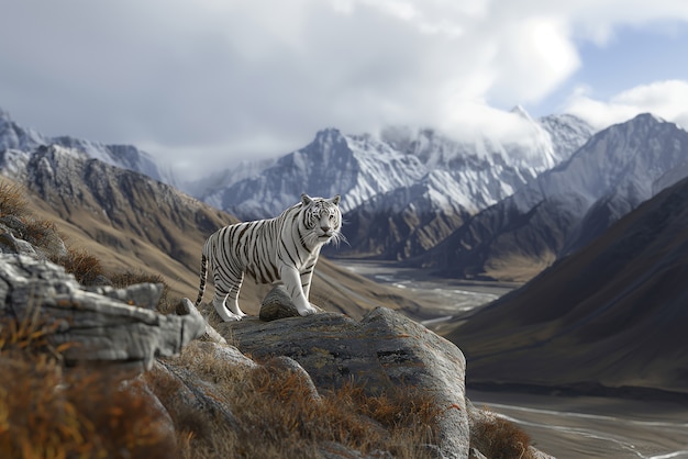 Free photo white bengal tiger in nature