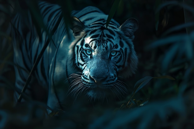 Free photo white bengal tiger in wilderness