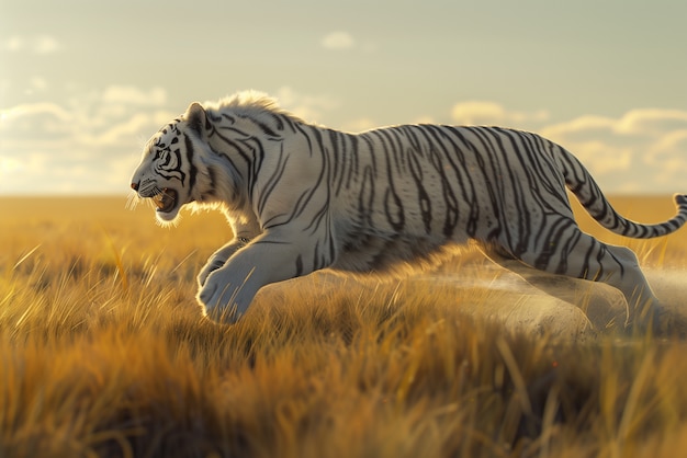 Free photo white bengal tiger in wilderness