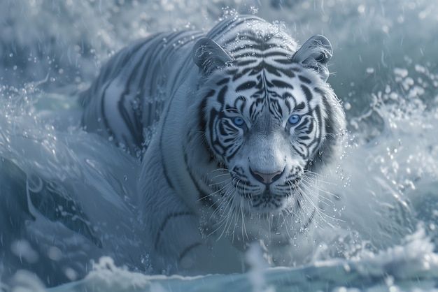 Foto gratuita tigre bianco del bengala nella natura selvaggia