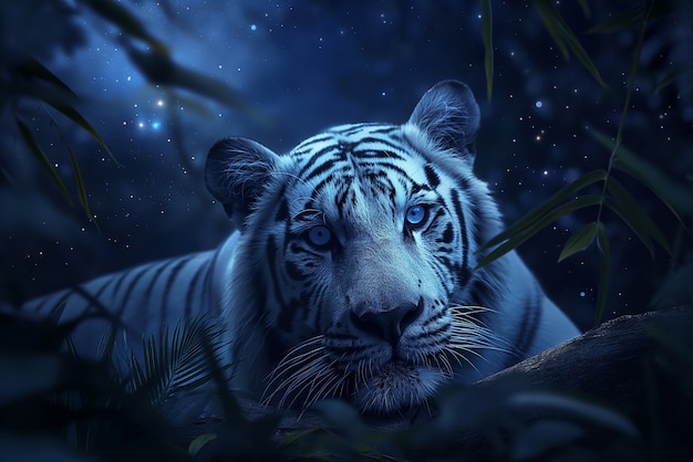 Free photo white bengal tiger in wilderness