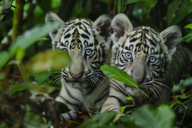 Free photo white bengal tiger in wilderness