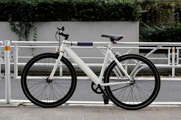 White bicycle with black details
