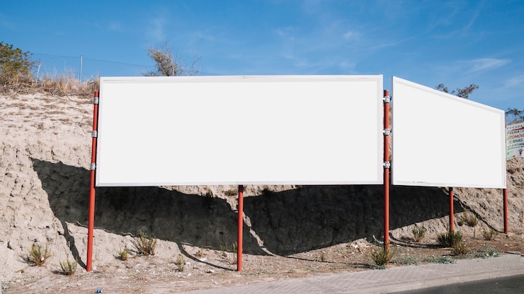 Free Photo white blank billboard near the road