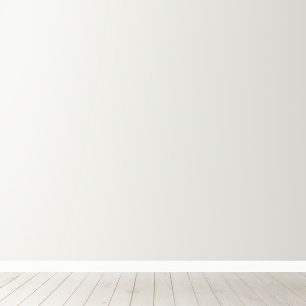 無料写真 木の床と白い空白のコンクリート壁のモックアップ