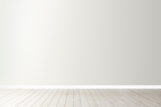 White blank concrete wall mockup with a wooden floor