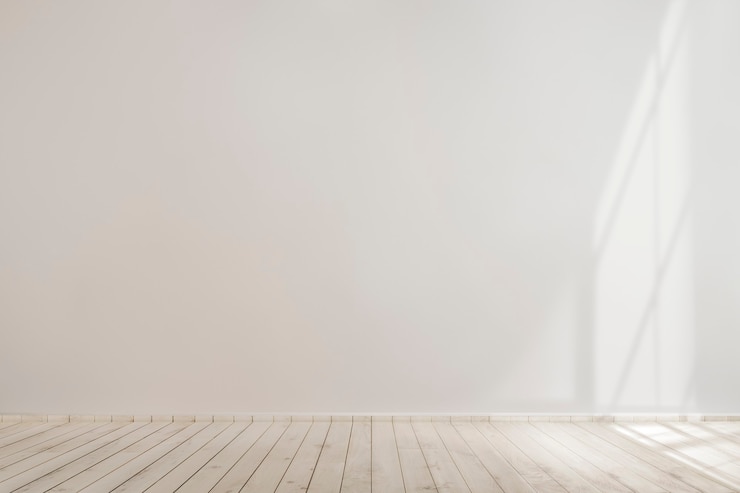 Free Photo white blank concrete wall with a wooden floor
