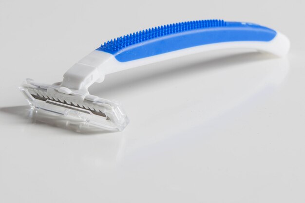 White and blue razor