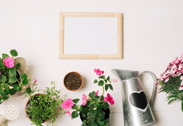 White board with flowers on white table