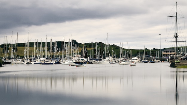 White boats on the shoreline of Kinsale