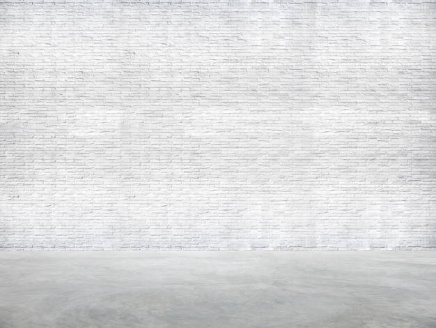 白いレンガの壁とセメントの床