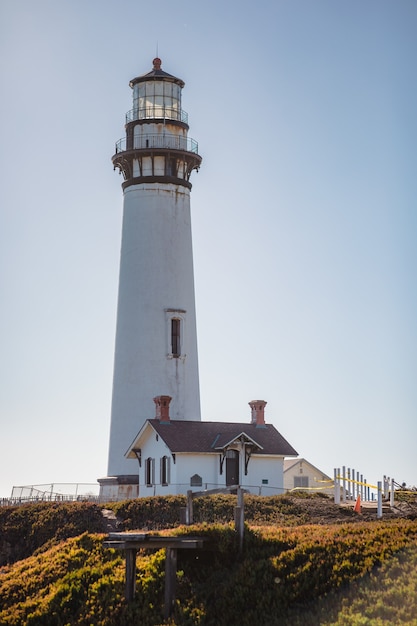 White and brown lighthouse