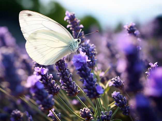 Foto gratuita farfalla bianca in fiore