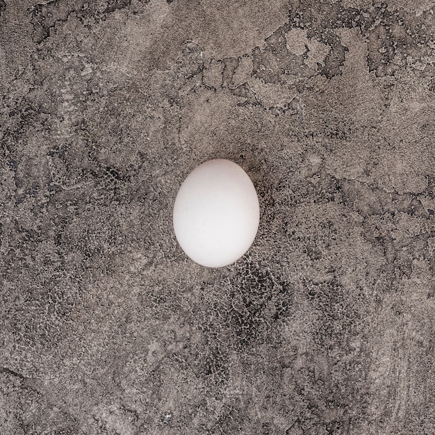 White chicken egg on table 