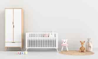 Free photo white child bedroom interior with copy space