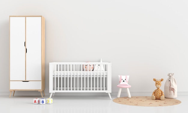 White child bedroom interior with copy space