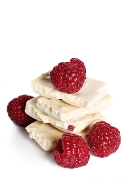 White chocolate with raspberries