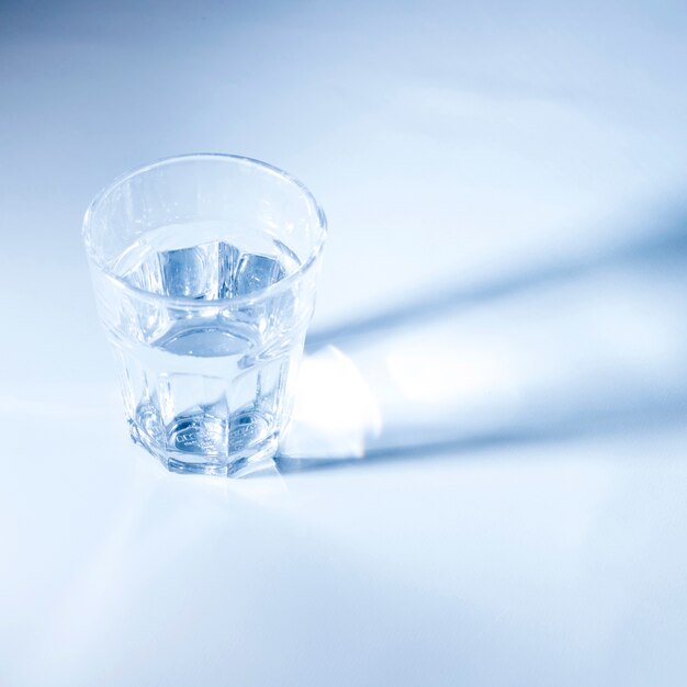 White clear water in glass on white background