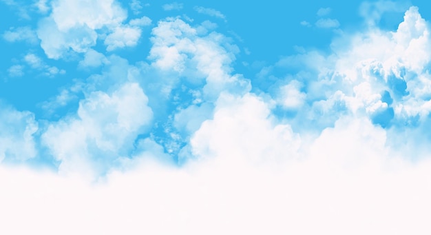 Free photo white cloud and blue sky watercolor background