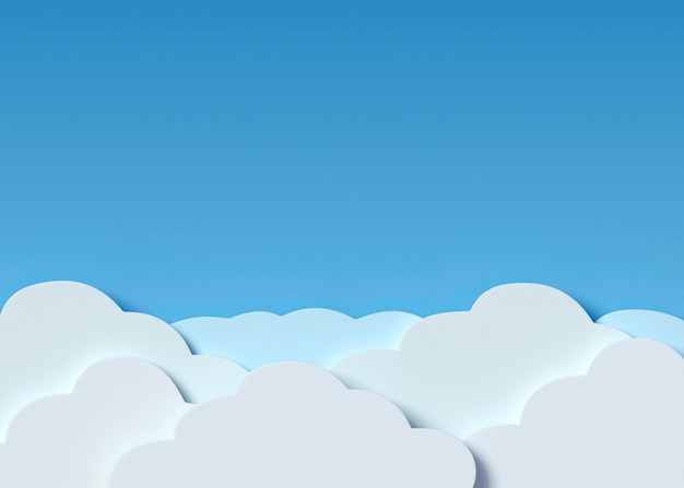 White clouds and blue background