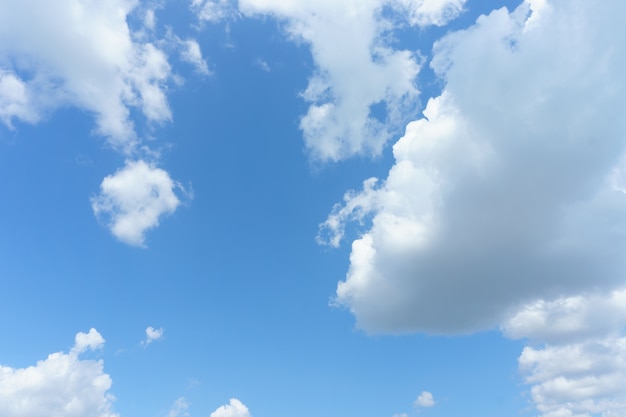 White clouds with blue sky background