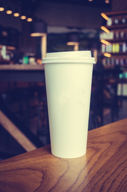 White coffee cup on table